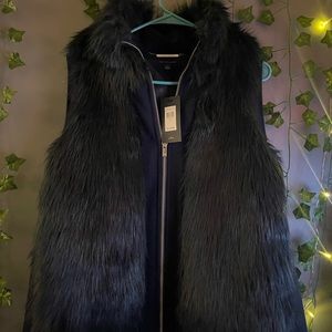 Tommy Hilfiger Navy Blue Fur Vest